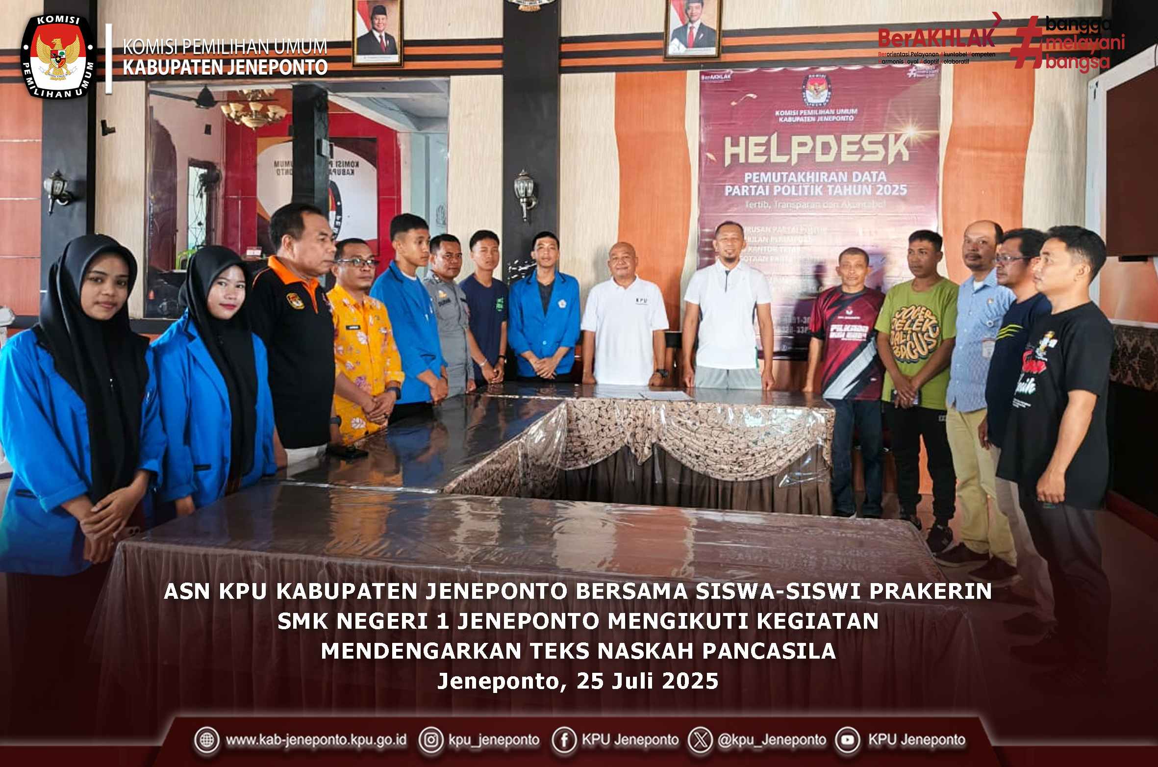 Jajaran ASN KPU Kabupaten Jeneponto Melaksanakan Memperdengarkan Naskah Pancasil Secara Rutin