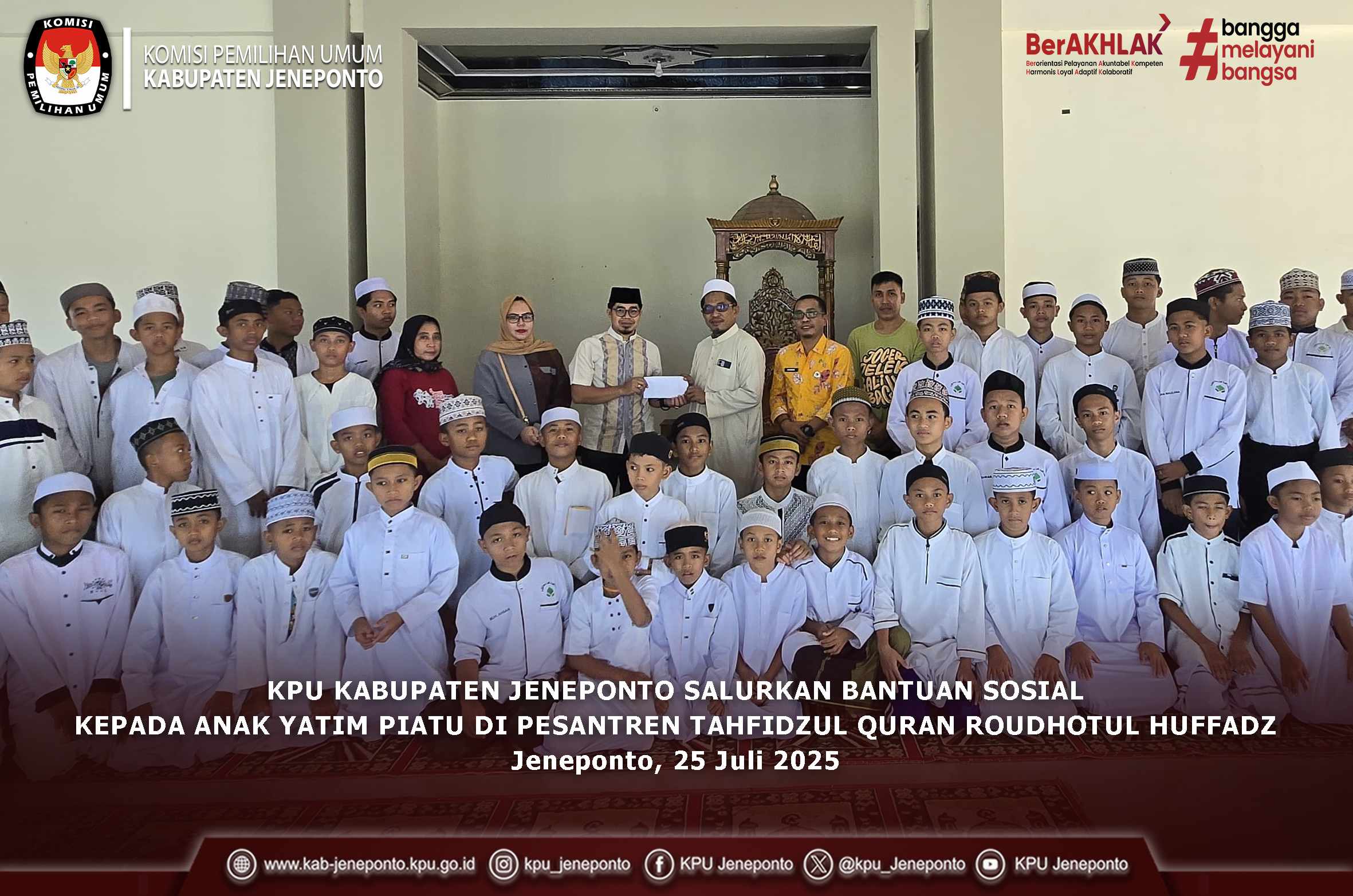 KPU Kabupaten Jeneponto Memberikan Santunan Kepada Anak Yatim Piatu